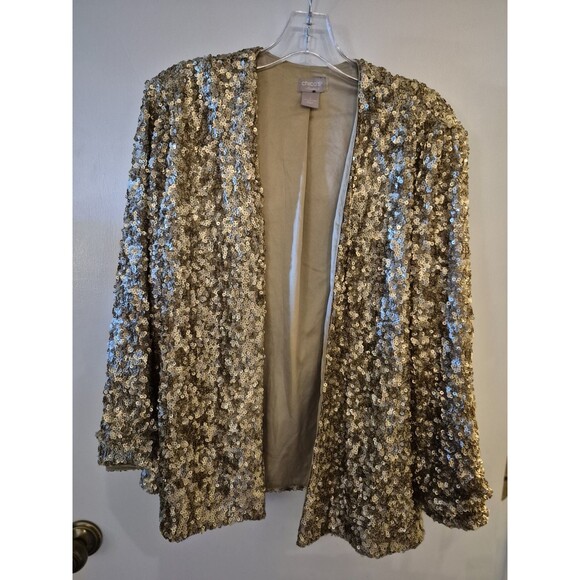 Chico's gold Sequin long-sleeve Jacket blazer, 1 - Picture 1 of 6
